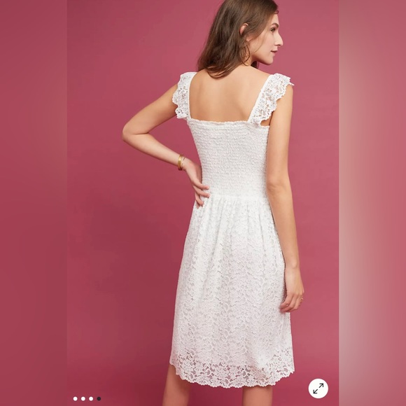 Anthropologie Maeve Anastasi Lace White Midi Dress - Picture 4 of 12